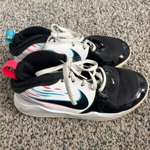 Nike Kids Black and White Sneakers with Red and Blue Accents, size 5Y